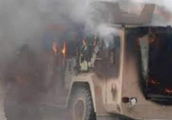 انفجار بمب در جهت خودروی نظامیان آمریکایی و شبه نظامیان قسد در سوریه