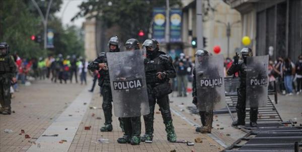 درگیری در تظاهرات ضد دولتی در مرکز کلمبیا